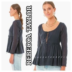 REBECCA TAYLOR Cotton Voile Black Soft Shirt Jacket NWT | Small‌‌‌‌‌